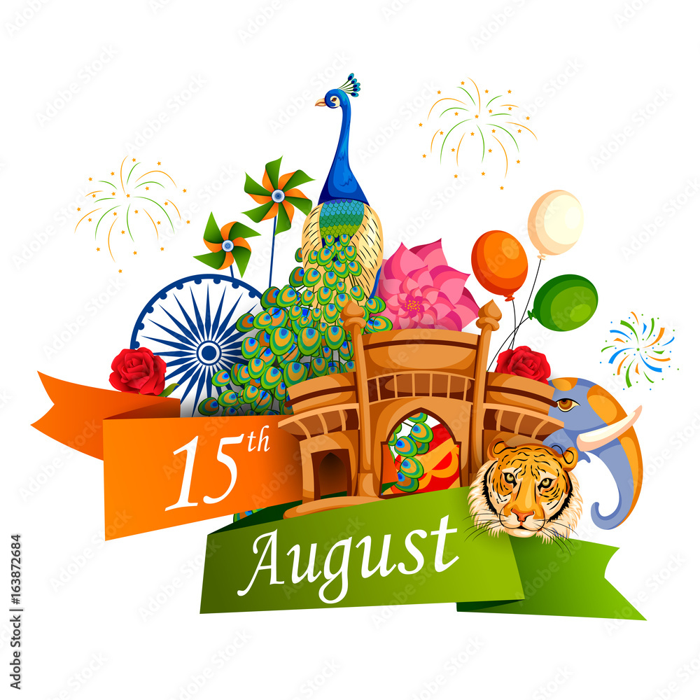Famous monument of India in Indian background for Happy Independence Day  Stock Vector | Adobe Stock