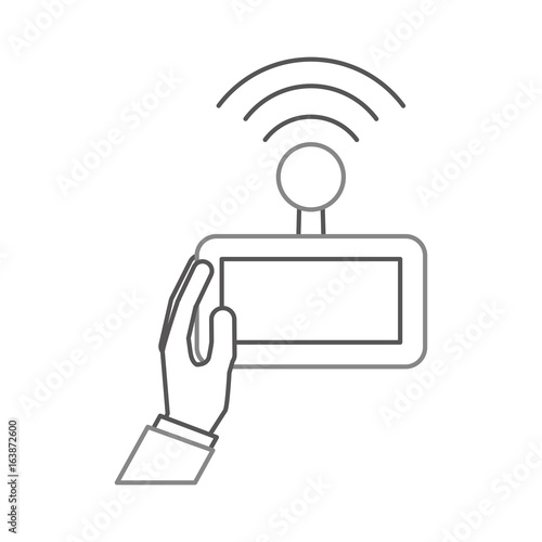 hands human with Drone remote control icon vector illustration design