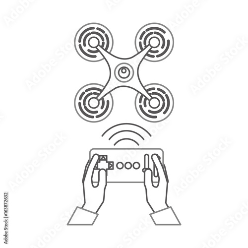 hands human with Drone remote control icon vector illustration design
