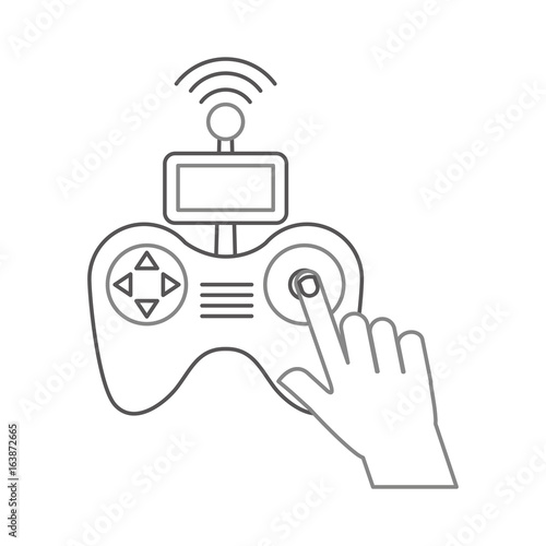 hands human with Drone remote control icon vector illustration design