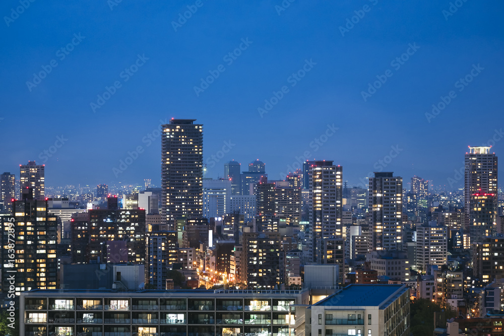 City scape night scene skyline Building with lighting City scape night scene skyline Building with lighting