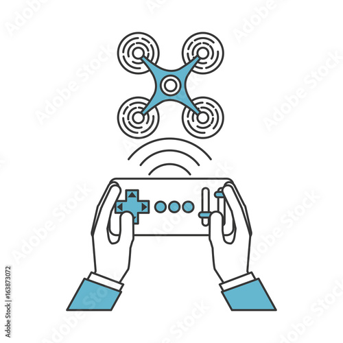 hands human with Drone remote control icon vector illustration design