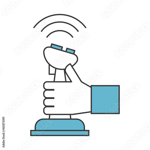 hands human with Drone remote control icon vector illustration design