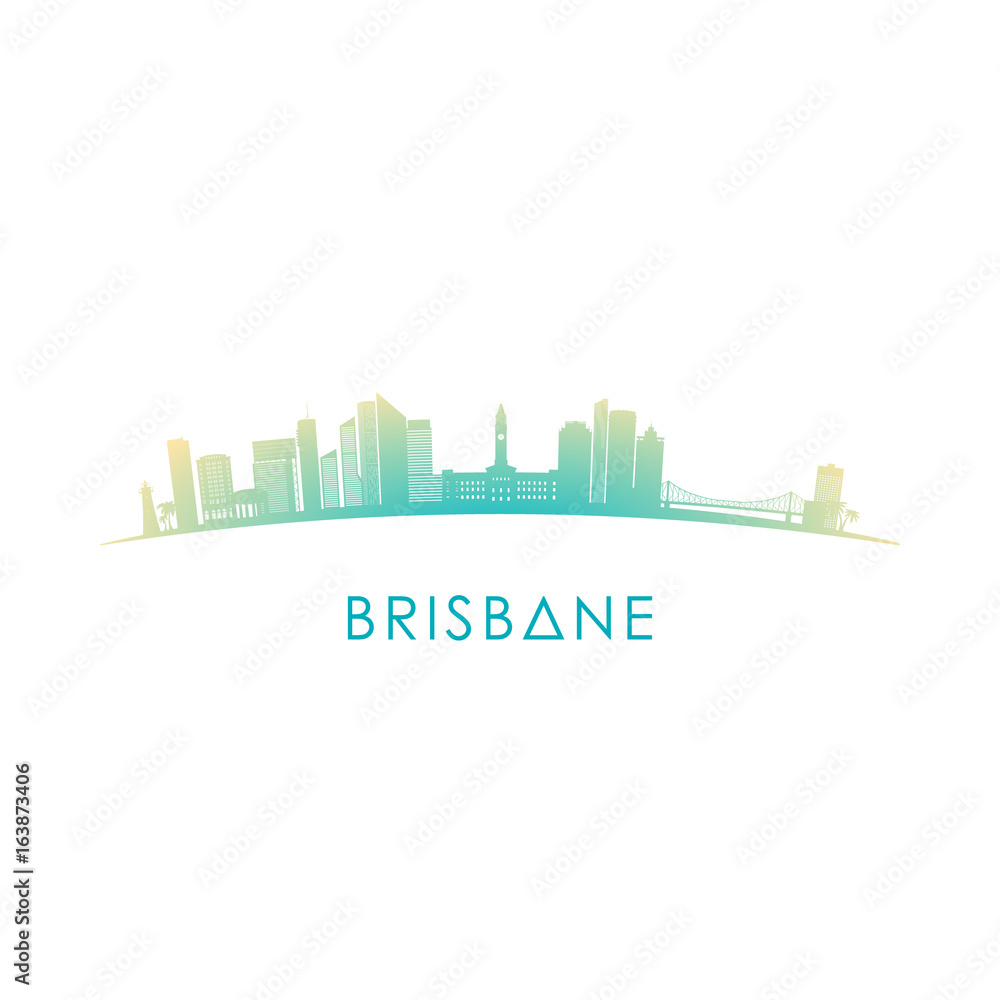 Brisbane, Australia skyline silhouette red vector design on white background.