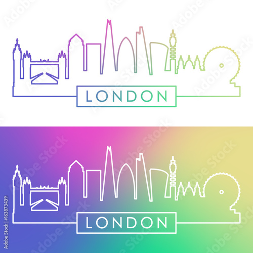 Wall Mural London skyline. Colorful linear style. Editable vector file.