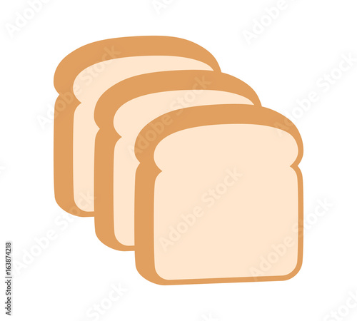 Three slices of sliced bread flat vector color icon for food apps and websites