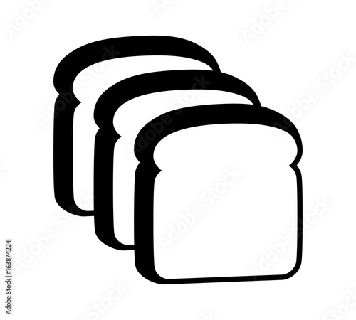 Three slices of sliced bread flat vector icon for food apps and websites