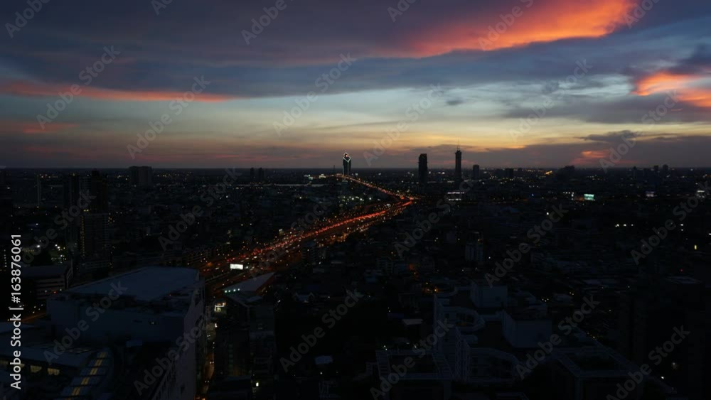 Time Lapse Night Cityscape Of Bangkok City, Thailand Time Lapse Night Cityscape Of Bangkok City, Thailand