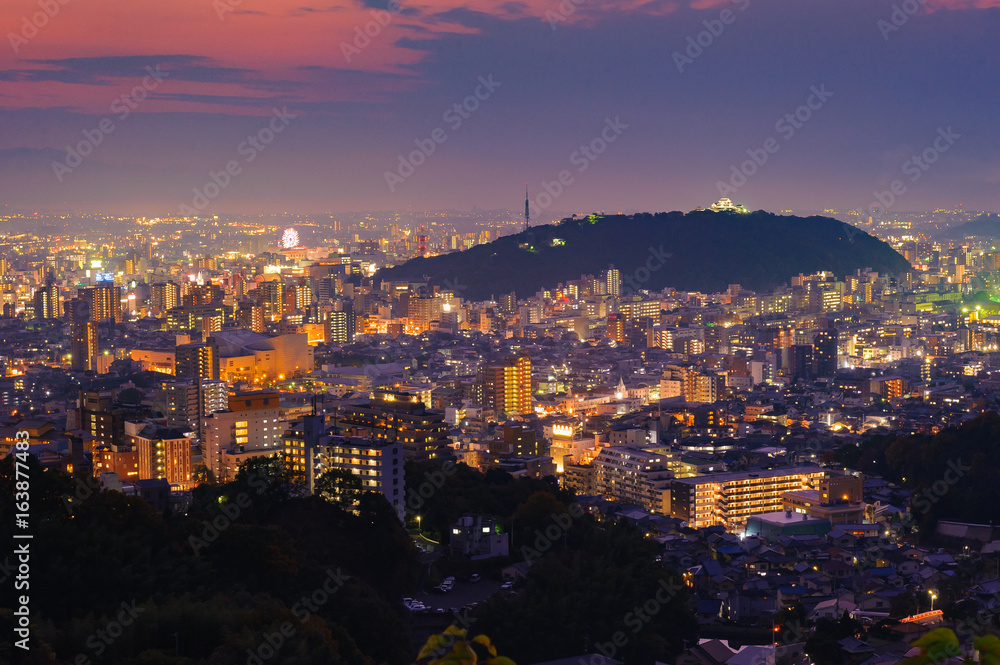 松山城夜景風景
