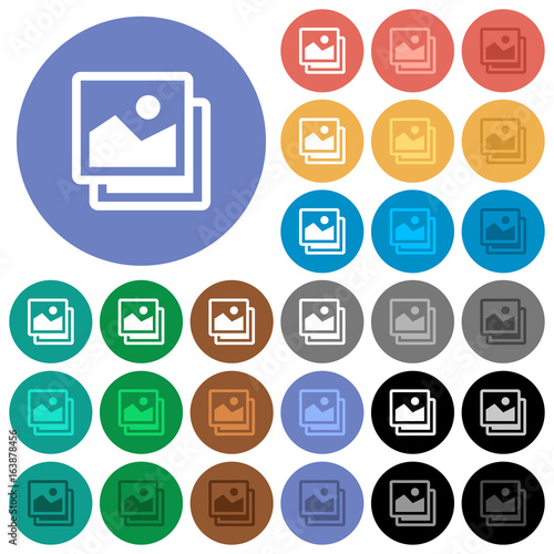 Pictures round flat multi colored icons