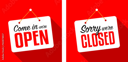 "We're open" and "We're Closed" sign