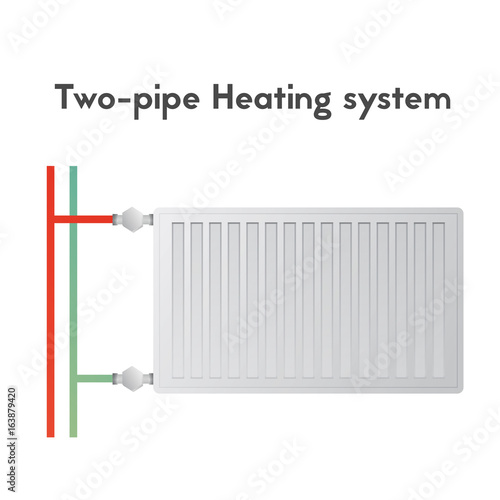 Two-pipe heating system. Steel panel radiator.