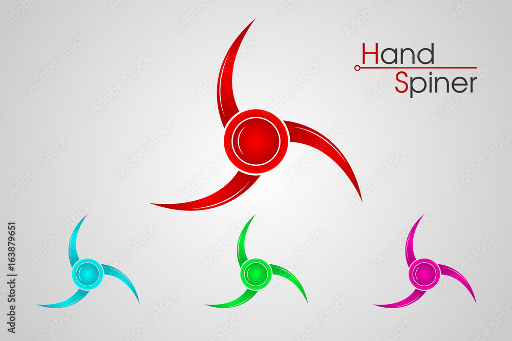 Obraz premium Set of hand spinner logo isolated on white background, emblems and icons, vector illustartion