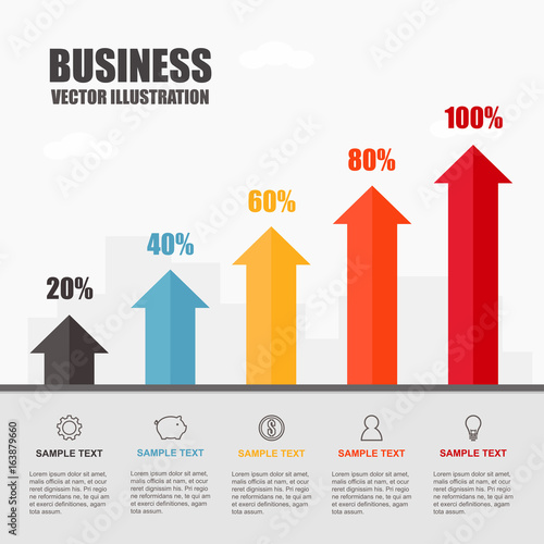 Growth arrow with profit concept. Infographic template. Vector illustration.