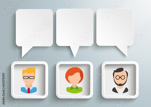 3 Rectangle Speech Balloons Frames Humans