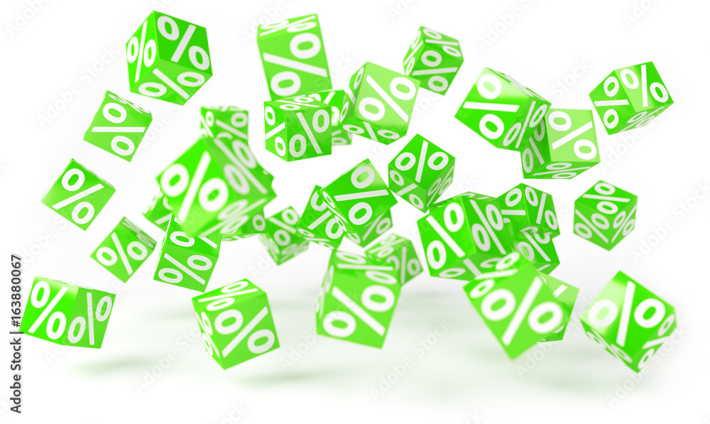 Green sales icons floating in the air 3D rendering Green sales icons floating in the air 3D rendering