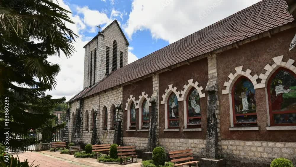 Church of Sapa, Lao Cai, Vietnam in cloudy day.