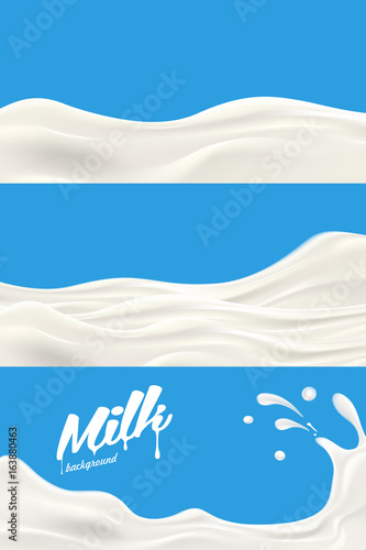 Set of Milk or yogurt splash vector realistic illustration
