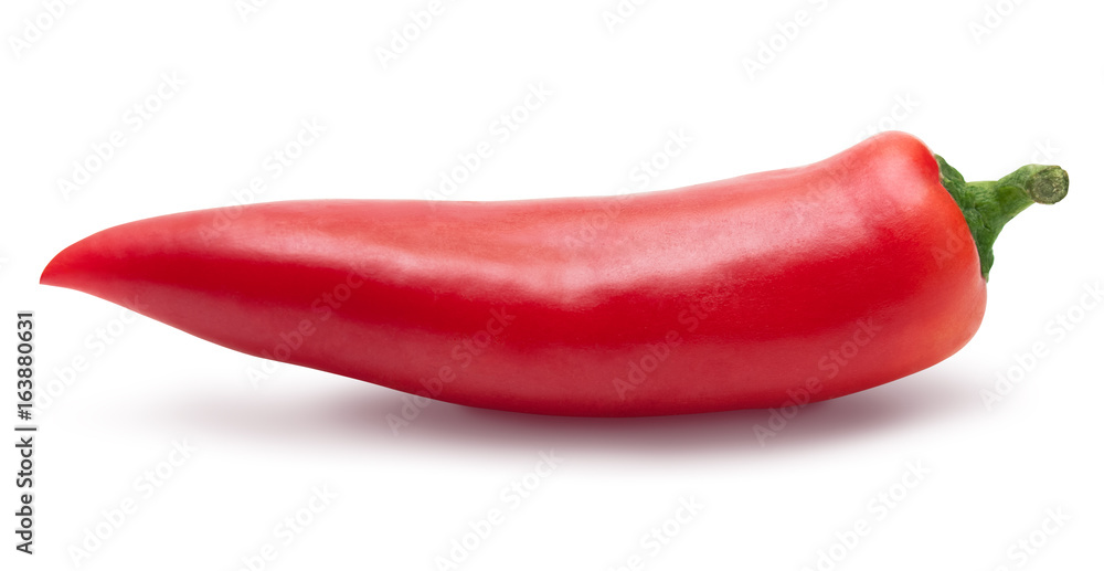 Red pepper isolated over white clipping path