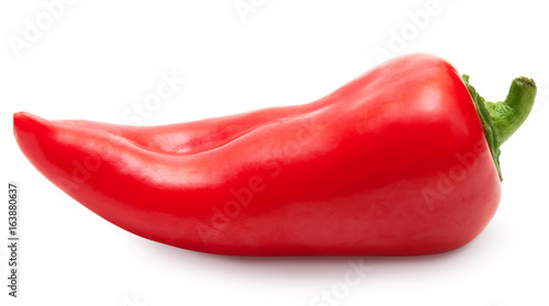 Red sweet pepper isolated over white, clipping path
