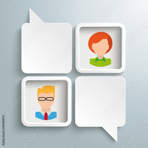 2 White Rectangle Speechbubbles 2 Frames People