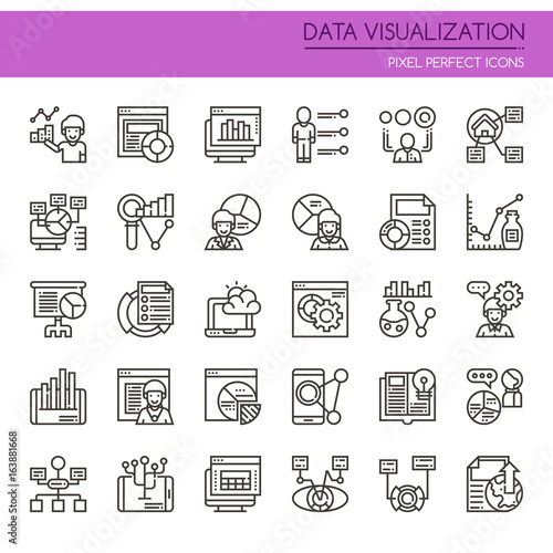 Data Visualization Elements , Thin Line and Pixel Perfect Icons.
