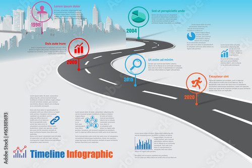 Design template, city road map timeline infographic brochure diagram planning presentation process webpages workflow. Vector illustration