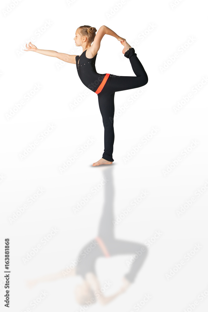 Fototapeta premium beautiful woman doing yoguna white background