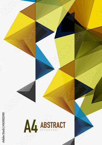 Triangular low poly vector a4 size geometric abstract template