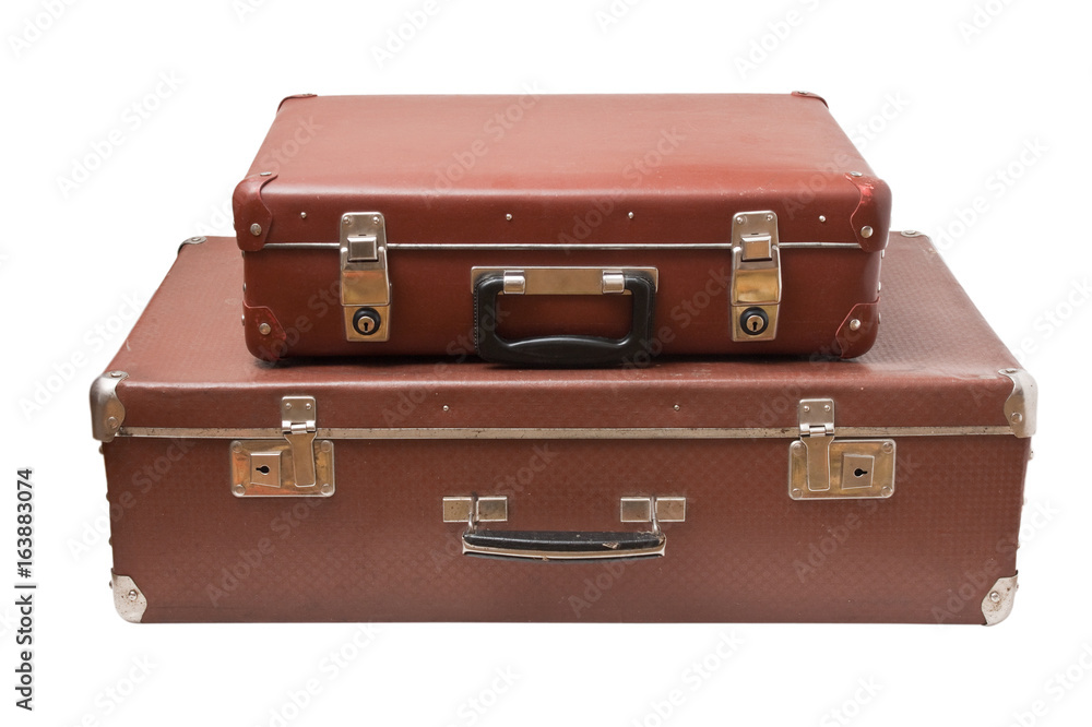 two old suitcase isolated two old suitcase isolated