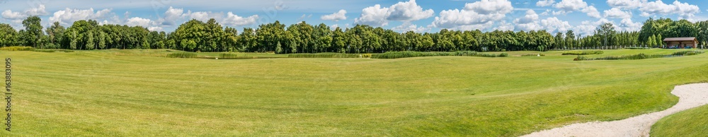 Panorama of the golf course in Mezhyhirya near Kiev, Ukraine.