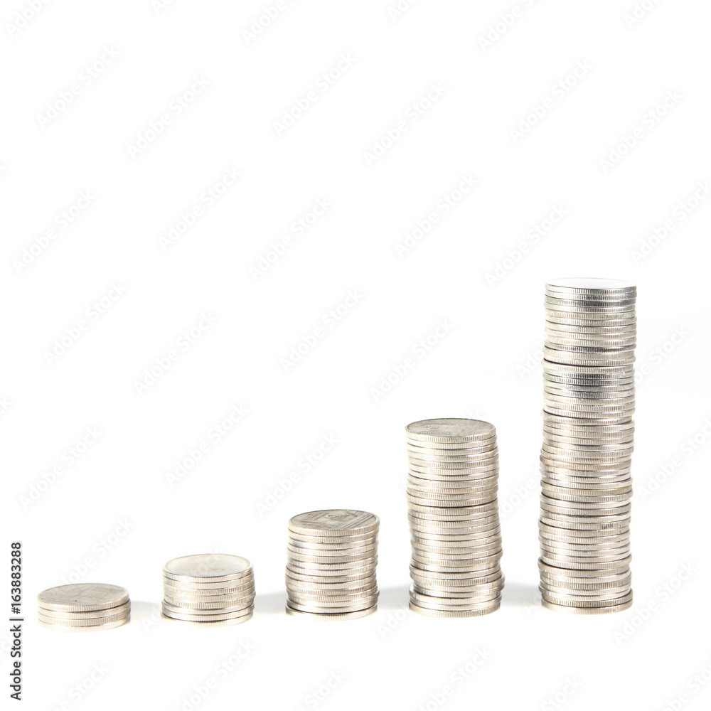 coin stack on white background coin stack on white background