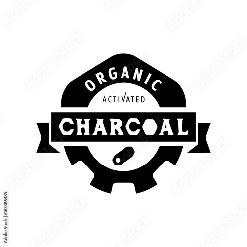 organic charcoal logo design with gear icon