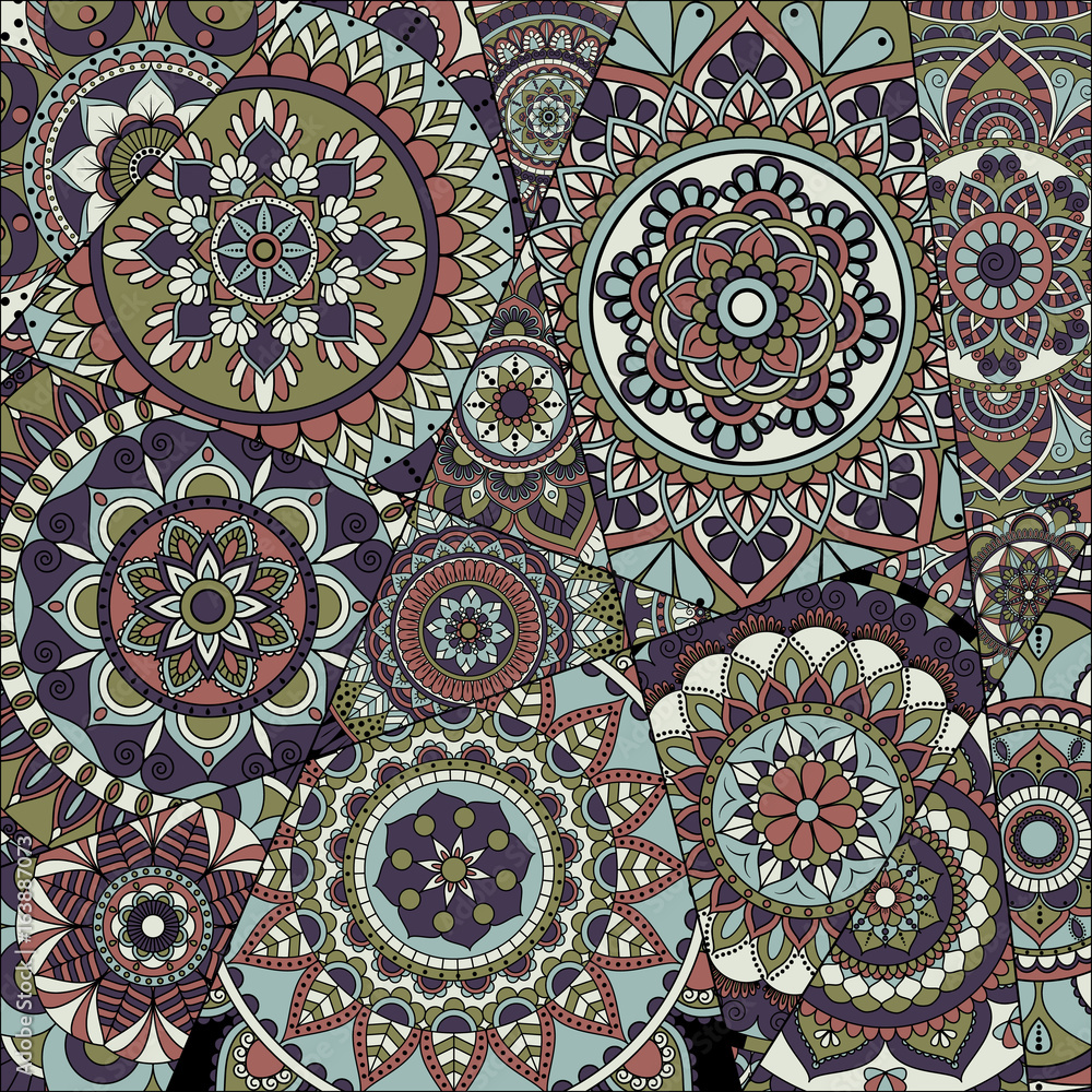 pattern with mandalas. Vintage decorative elements. Hand drawn background. Islam, Arabic, Indian, ottoman motifs.
