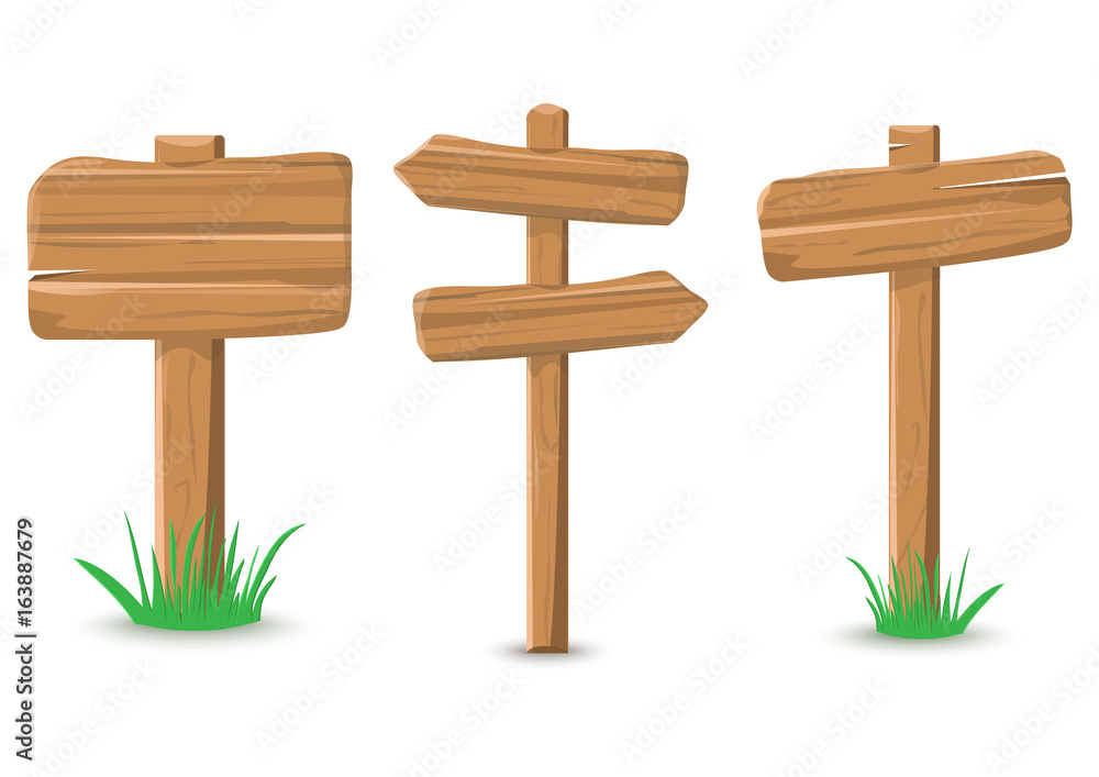 Cartoon colored wooden sign, vector illustration Stock Vector | Adobe Stock