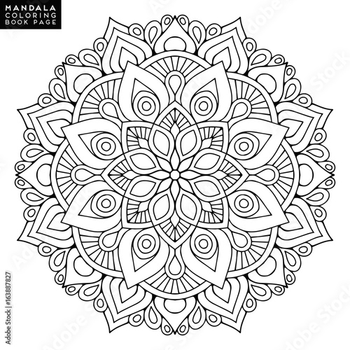 Flower Mandala. Vintage decorative elements. Oriental pattern, vector illustration. Islam, Arabic, Indian, moroccan,spain, turkish, pakistan, chinese, mystic, ottoman motifs. Coloring book page