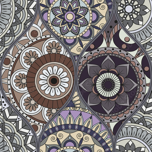 pattern with mandalas. Vintage decorative elements. Hand drawn background. Islam, Arabic, Indian, ottoman motifs.