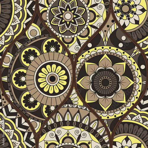 pattern with mandalas. Vintage decorative elements. Hand drawn background. Islam, Arabic, Indian, ottoman motifs.