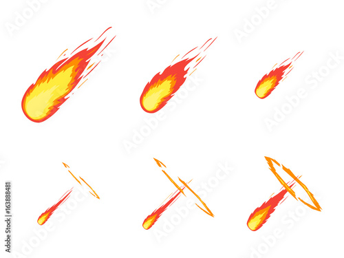 Cartoon Comet Effect Stages Set. Vector