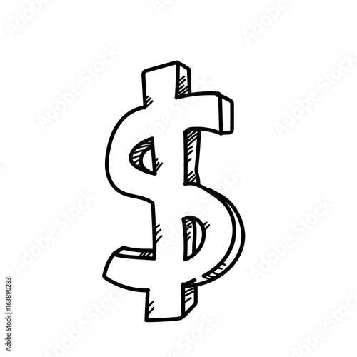 Dollar currency for exchanging freehand drawing illustration