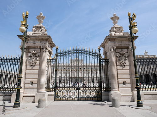 Gate of Palacio Real de Madrid or Royal Palace of Madrid in Spain.