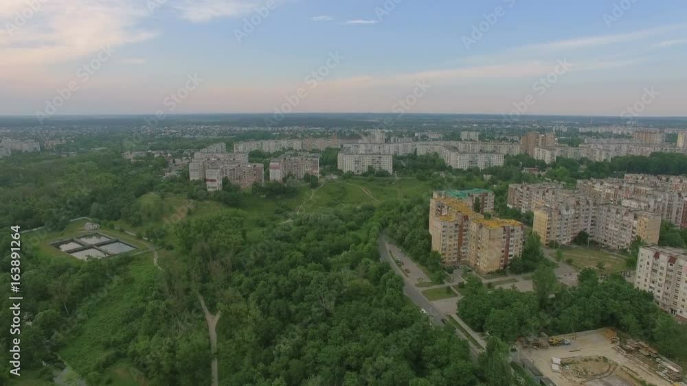 aerial socialist soviet panel buildings at summer aerial socialist soviet panel buildings at summer