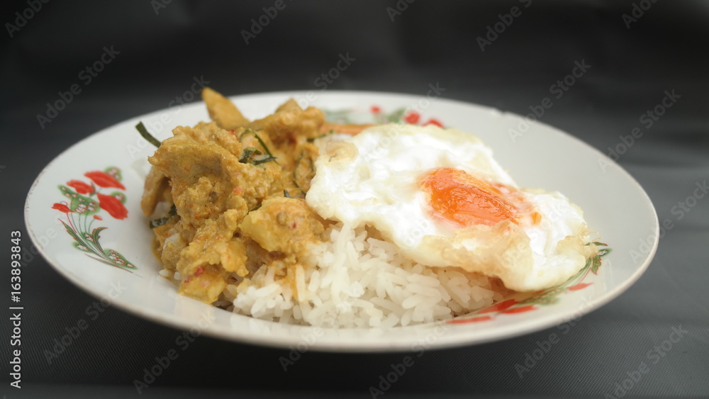 Curry Rice Chicken Pork Fish Egg