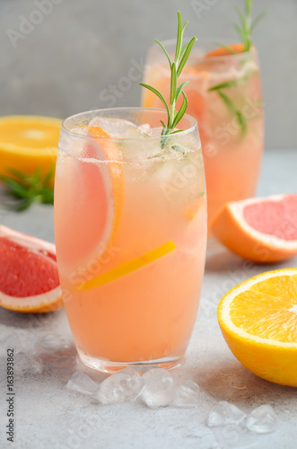 Refreshing citrus cocktail with grapefruit  orange and rosemary