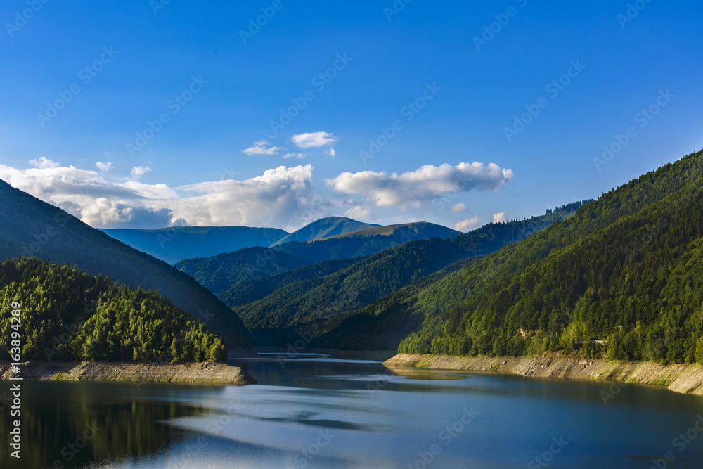 Fototapeta premium Beautiful scenery with Lake Voina, Romania on a summer day