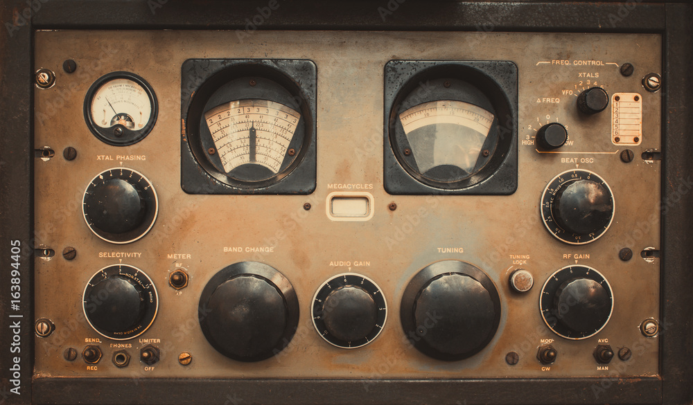 The old classic rack box of military communication radio bandswitching  station. Military communications receiver or radio communication control  panel grunge style. Stock Photo | Adobe Stock