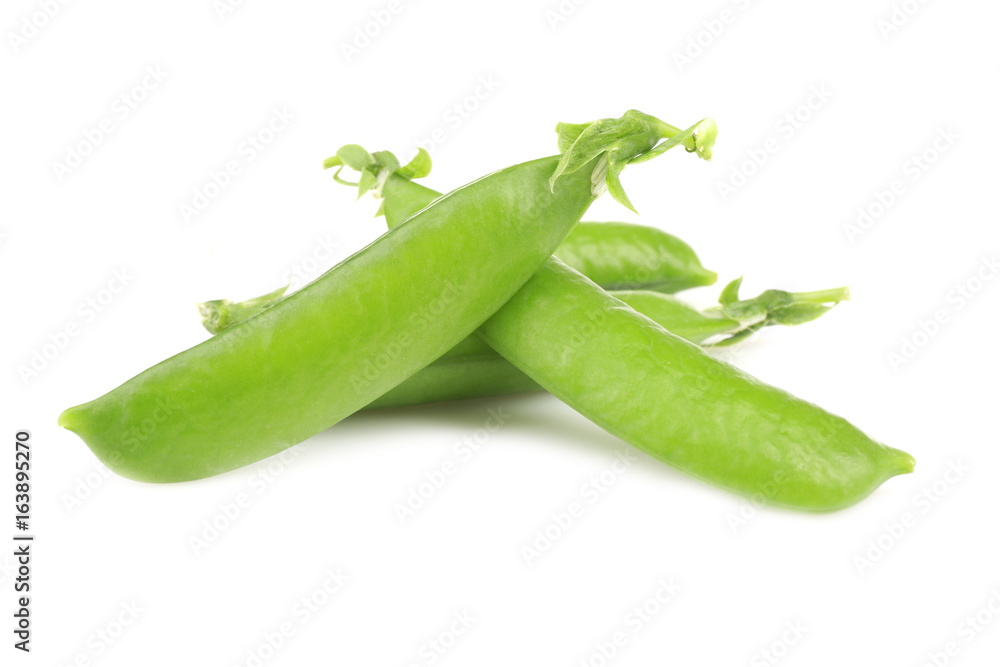 Fresh green peas pods on white background Fresh green peas pods on white background