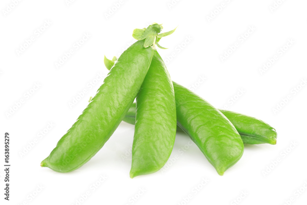 Fresh green peas pods on white background Fresh green peas pods on white background