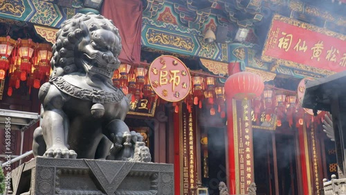 Wong Tai Sin, Hong Kong, 01 May 2017 -: Lion statue in Wong Tai Sin Temple photo