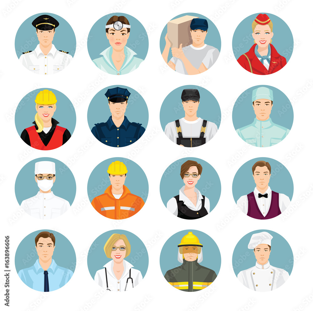 Vector illustration of profession character in uniform on white background Vector illustration of profession character in uniform on white background